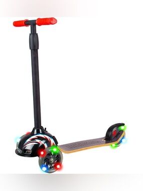 Nutcase Light-Up 3-Wheel Kids Scooter in Black and Red